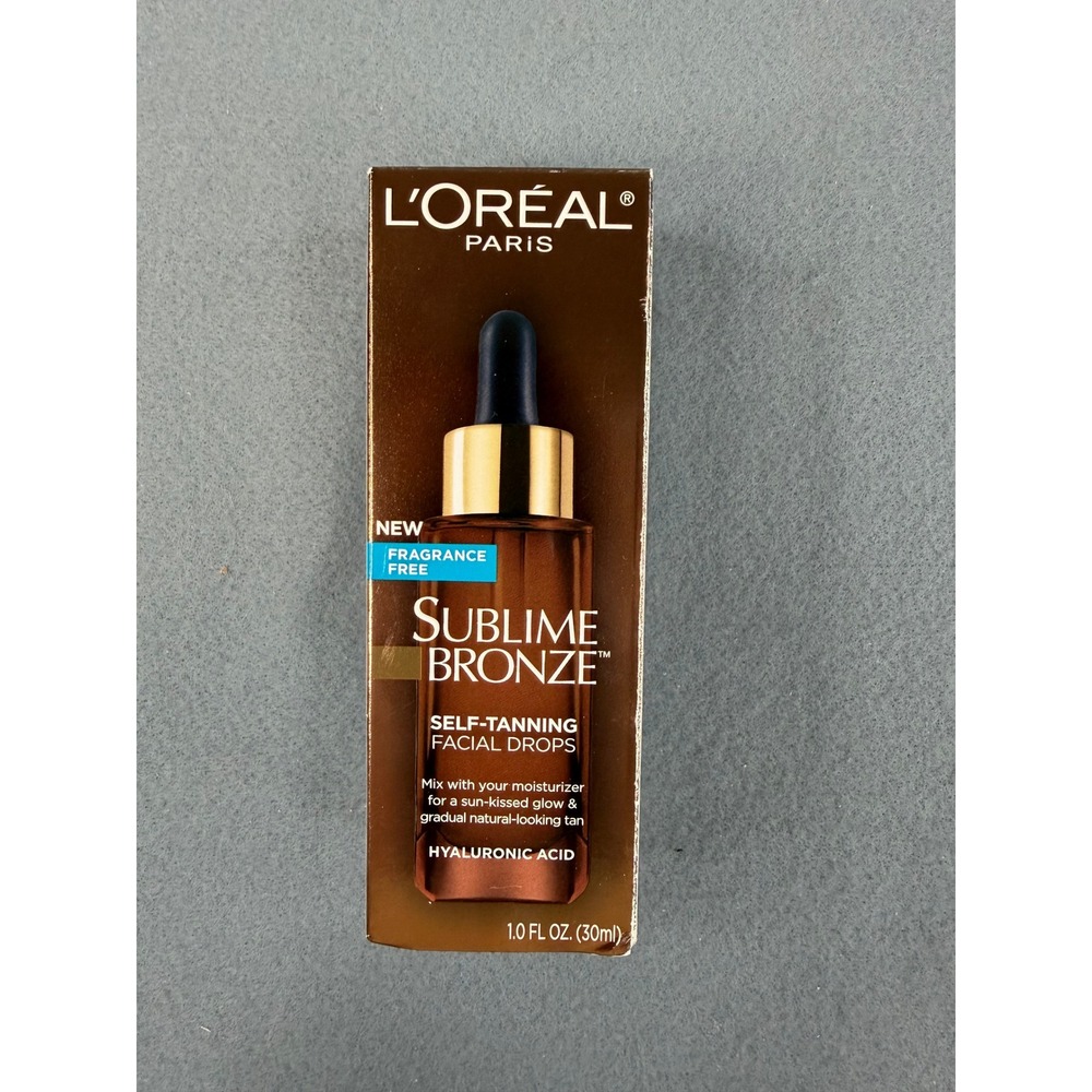 L'Oreal Paris Sublime Bronze Facial Drops Unisex 1.0oz Clear Hyaluronic Acid NIB